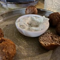 Vegan “meatballs” and tzatziki   at Let's Vegan in Crete