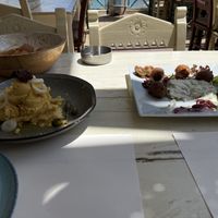 Vegan balls/tzatziki and something like hummus  at Let's Vegan in Crete