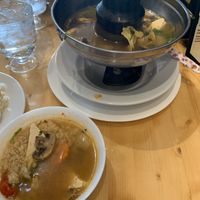 Vegan Tom Yum Soup with a side of brown rice. Delicious!! at Udom Thai in Centennial