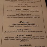 Veg menu at Filomena in Clementon