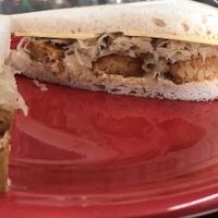 bbq tempeh sandwich with vegan cheese  at Quantum Bean Coffee in Morgantown