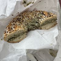 Everything bagel with cashew spread  at Beach Bagel in Wilmington