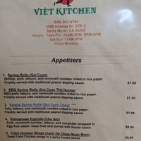 Menu (Page 1 or 3) at Viet Kitchen in Santa Maria