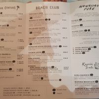 Menu (sorry for the blurriness) at Beach Bum in Hove