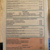 Vegan menu   at Old Town Beach Cafe  in Hunstanton