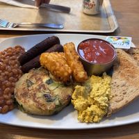 Vegan bubble and squeak breakfast with extra hash browns  at Old Town Beach Cafe  in Hunstanton