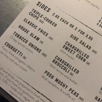 This was the menu when I visited, the tobacco onions were labelled vegan. Someone who’s visited recently said they are no longer vegan, so double check if visiting here!   at A Nation of Shopkeepers in Leeds