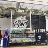 The stall with the menu board at Las Niñas Veganas in Cadiz