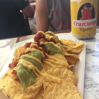 Nachos with guacamole, vegan bolognese & cheese sauce. at Las Niñas Veganas in Cadiz