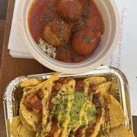 Nachos and meatballs   at Las Niñas Veganas in Cadiz