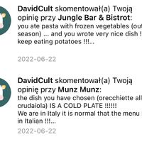 That’s the arrogance I am talking about. David (you work in Munz Munz? I woulnd’t be surprised) deleted those allready but I will answer anyway.. No, i didn’t order cold dish at Munz Munz in Monopoli