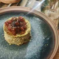 rice with pistachio pesto and watermelon-poppy-topping  at Munz Munz in Monopoli