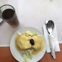 Papa a la huancaina, a traditional Peruvian starter. Highly recomend at Eden  in Ica