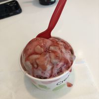Cashew base, strawberry flavor, banana mixed in, strawberry sundae syrup   at Creamistry in Fort Worth