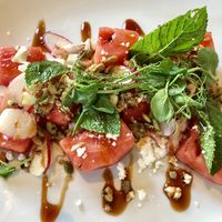 Starter. Watermelon with cheese. at Browns in Oxford