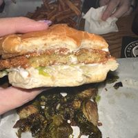 Falafel burger + sprouts  at Brewery Emperial in Kansas City