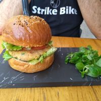 The Hedonist chickpea burger, very filling but lacking in flavour. at Hedonist in Zadar