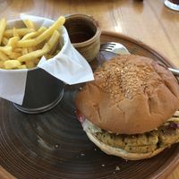 Veggie burger and fries at Hedonist in Zadar