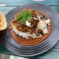 Vegan chilli  at Off The Rails in Yarmouth