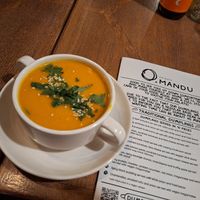 Creamy carrot & ginger soup at Pierogarnia Mandu Centrum in Gdansk