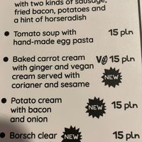 Vegan items marked on menu at Pierogarnia Mandu Centrum in Gdansk