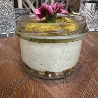 Pistachio cream based on vegan mascarpone   at Pierogarnia Mandu Centrum in Gdansk