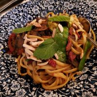 Vegan pasta at Bohème in Tadoussac