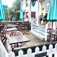 Patio at Bohème in Tadoussac