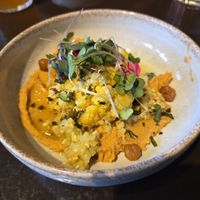Cauliflower and humous starter at Bohème in Tadoussac