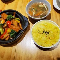 Mushroom dish with rice at Loving Hut - Heping Branch in Taipei