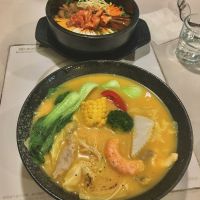 Kimchi bibimbap & pumpkin curry soup  at Loving Hut - Heping Branch in Taipei