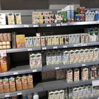 Plant based milk options at Bio Drome Natuurvoeding in Goes