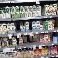 Plant based milk options at Bio Drome Natuurvoeding in Goes