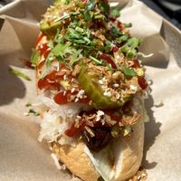 Vegetarian hotdog, not vegan!  at De Herberg in Middelburg