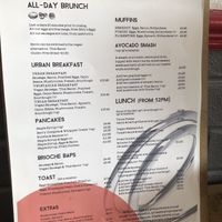 Menu  at Urban - Jewellery Quarter in Birmingham