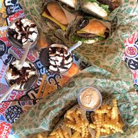 Oreo Shakes, Multiple Burgers and fries with vegan dips  at Bastard Burgers in Norrkoping