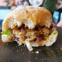 Burger at PEACH in Newport