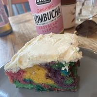 Rainbow gf soya free vegan cake  at PEACH in Newport