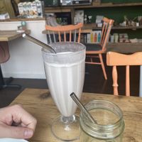 Strawberry, banana and coconut milkshake at PEACH in Newport
