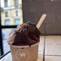 chocolate and yogurt with mango and chocolate   at Gelateria La Romana - Viale Col di Lana in Milan