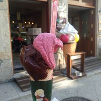 Dark chocolate and raspberry at Fabbrica del Gelato in Vigo