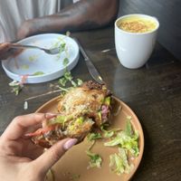Black bean burger on sourdough   at Goodonya in Encinitas