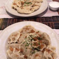 Cabbage and mushroom pierogi at Pierogarnia Krakowiacy in Krakow