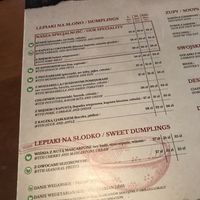 Menu labels vegan and vegetarian  at Pierogarnia Krakowiacy in Krakow