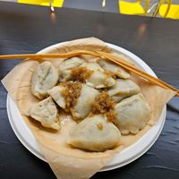 Lentil filling and caramelized onion at Pierogarnia Krakowiacy in Krakow