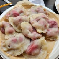 Strawberry filling, tasted better when sprinkled sugar on top :) at Pierogarnia Krakowiacy in Krakow