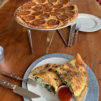 14" Pepperoni pizza and calzone at Ixteriolo's in Monterrey