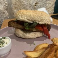 Seitan Schnitzel Burger at Kind Kitchen in Porto