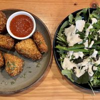 Tofu nuggets + salad (amazing)  at Kind Kitchen in Porto