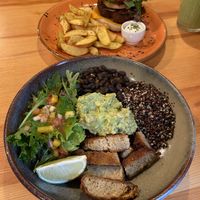 Bowl and burger (forgot the exact names)  at Kind Kitchen in Porto